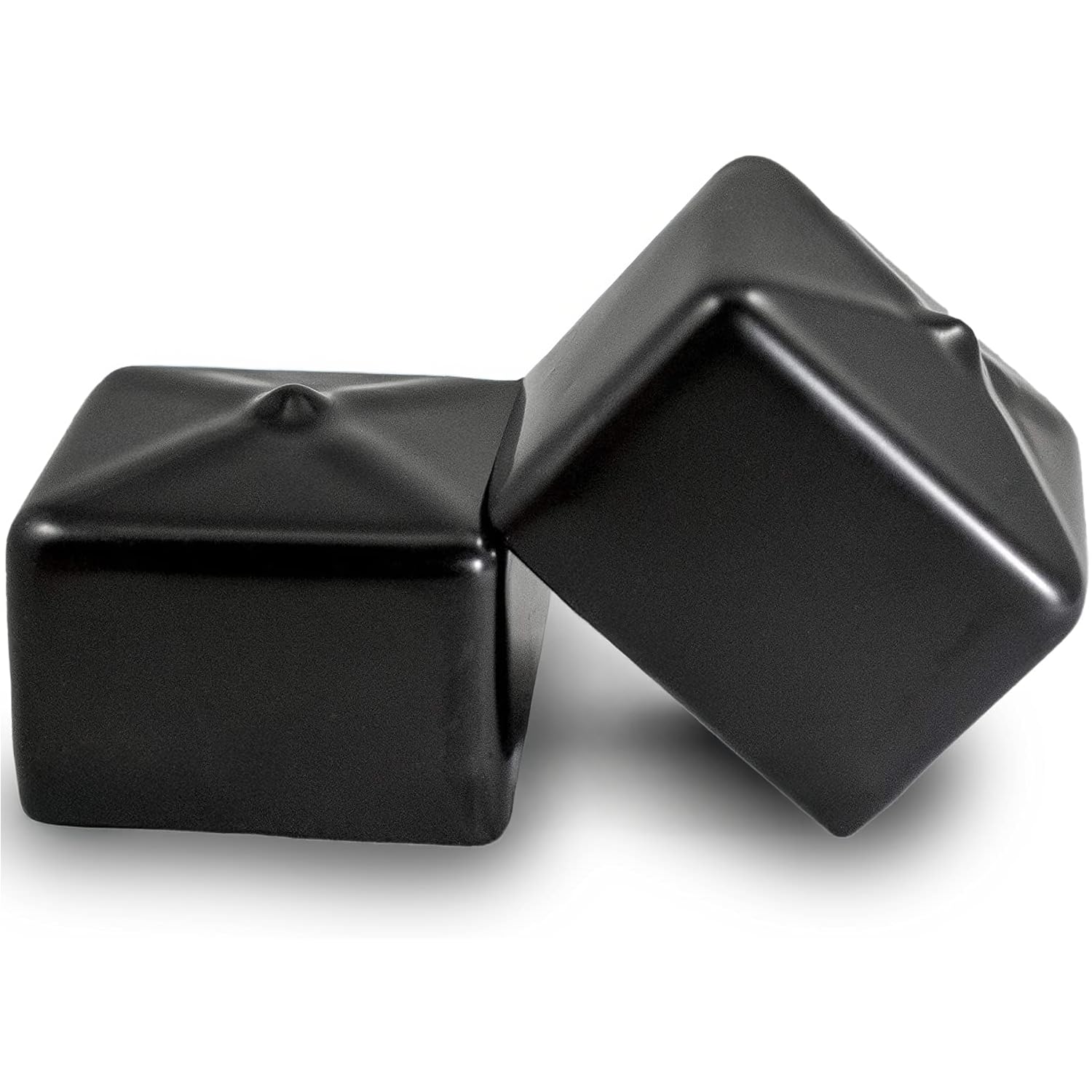 Prescott Plastics 1 1/2 Inch (38.10 mm) Square Black Vinyl End Cap, Flexible Pipe Post Rubber Cover ((B) Pack of 10 Caps)