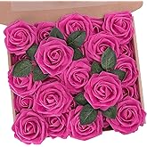 N&T NIETING Artificial Flowers, Foam Roses Perfect for Valentine's Day DIY Wedding Bridal Bouquets Centerpieces Bridal Shower Party Home Flower Arrangement Decor 25Pcs, Hot Pink