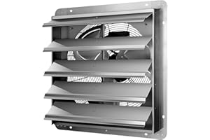 iPower 20 Inch Wall Mounted Shutter Exhaust Fan, Aluminum, 1200 RPM, 3368 CFM, for Attic, Garage, Louvered Vent, Plant, Greenhouse, Silver