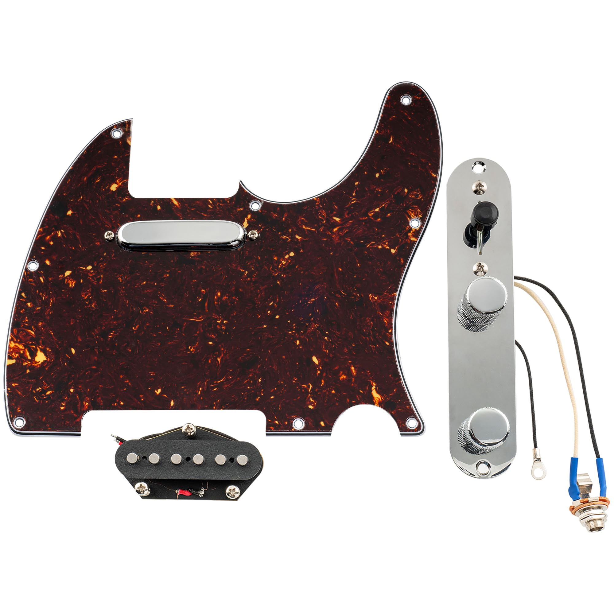 Musiclily Pro Pre-wired Standard Tele Pickguard and Loaded Control Plate with Artec Pickups Alnico 5 Magnet for TL Style Electric Guitar, 4ply Tortoise Shell