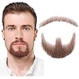 Fake Beard Realistic Mustache 100% Human Hair Full Hand Tied Facial Hair Brown Goatee False Beards Lace Invisible Fake Mustac