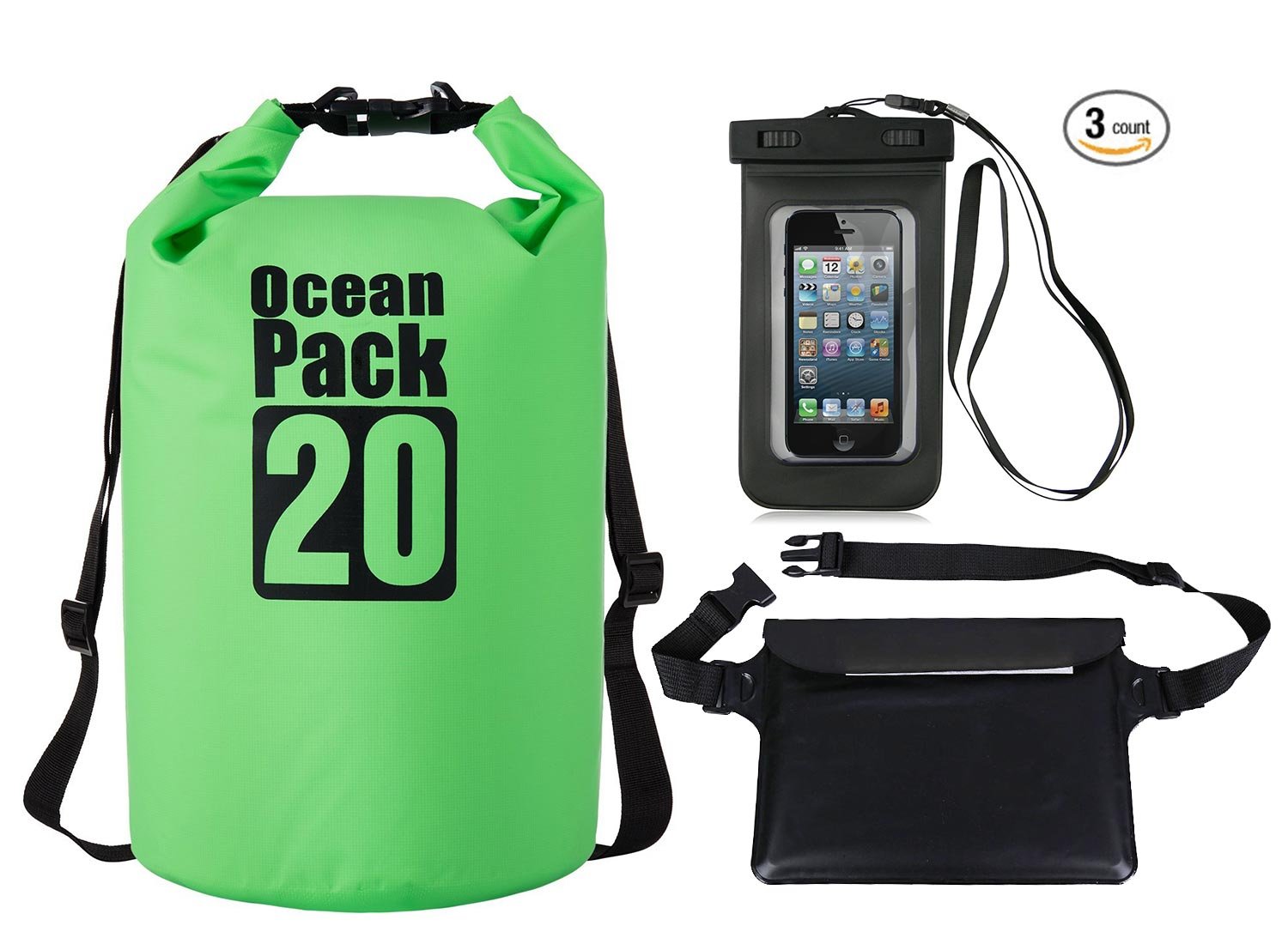 B07d7lzq3r Azukiフローティング防水ドライバッグポーチ ケース カヤック ボート キャンプ 釣り 水泳2l 5l 10l 15l l 30l l l ダーク グリーン ダーク グリーン タックルバッグ はこぽす対応商品