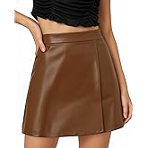 MANGOPOP Women's Faux Leather Skirt High Waist A Lined Mini Short Skirts Fall Winter Casual Trendy Outfit