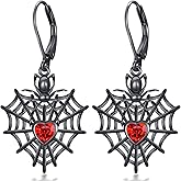 Cargari Halloween Earrings for Women, 925 Sterling Silver Hypoallergenic Spider/Bat/Black Cat/Pumpkin Earrings Dangle, Gothic Earring Halloween Jewelry Gifts
