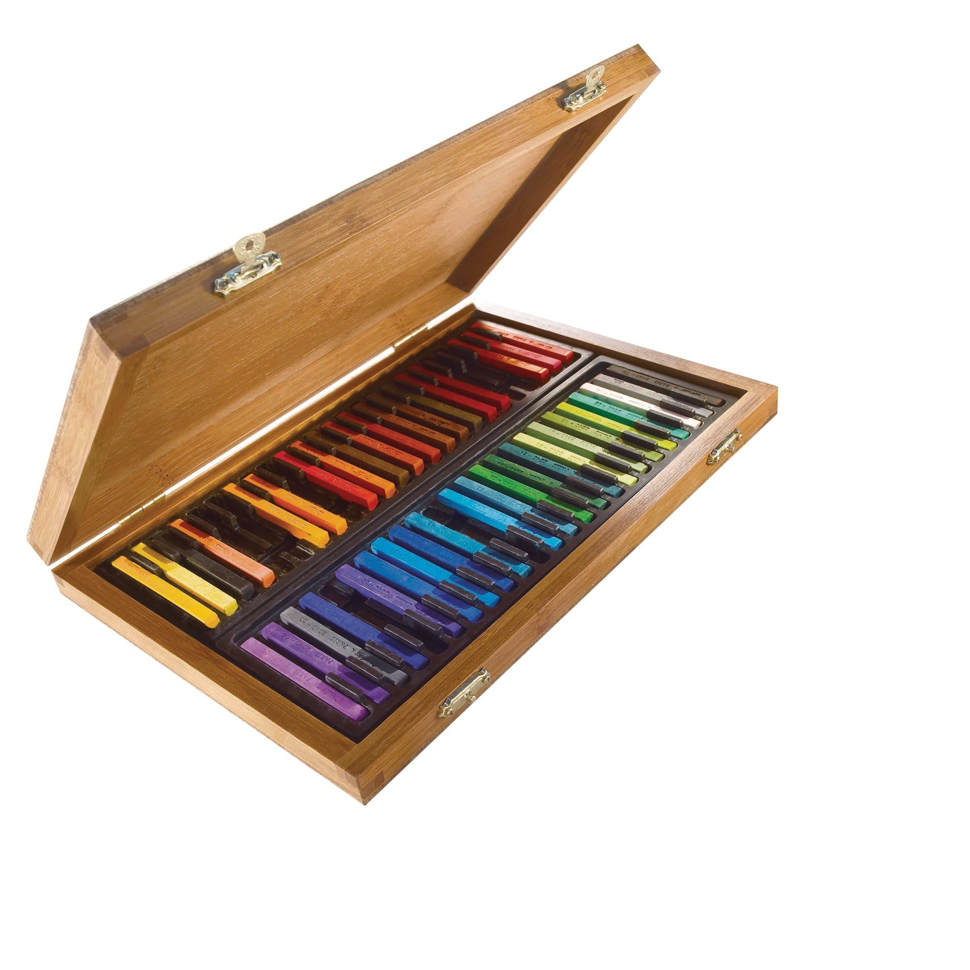 Conté à Paris 50172 Bamboo Box with 48 Coloured Carré Chalks, Square Pastels