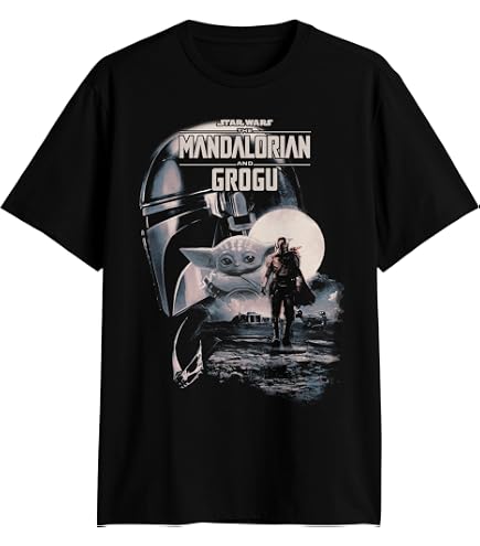 Star Wars Mandalorian and Grogu Movie Logo Mens T-Shirt (Black