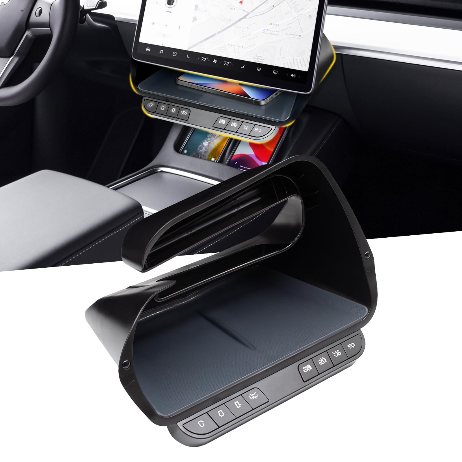 Tesla 3 Rear Screen Storage Rack ZOSANY Under Screen Storage for Tesla Model 3 Model Y 2016-2024, Center ...