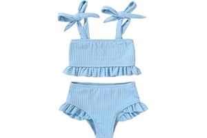 YOUNGER TREE Toddler Girls Two Pieces Swimsuit Color Block Stripe Swimwear Summer Beach Bathing Suit 18M-5T