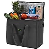 JUNGYOON Heavy-Duty Insulated Grocery Bags & Insulated Bag – Collapsible Cooler Bag with Zippered Top