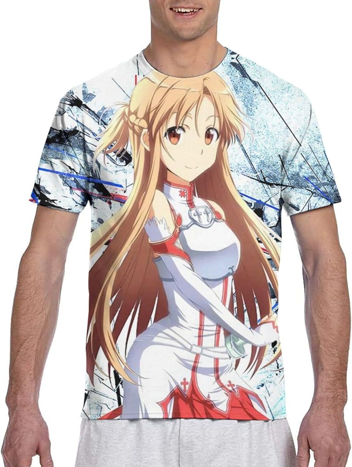 Sword Art Online Mens Shirt Asuna Crew Shirt Short Sleeve TShirt at
