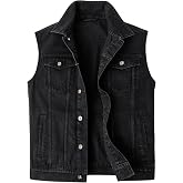 Harbrosrce Men's Denim Vest Sleeveless Jean Jacket with Multiple Pockets | Classics Men's Denim Vest,Spread Collar, Sleeveless Jeans Jacket for Cowboy Motorcycle Biker Casual Leisure