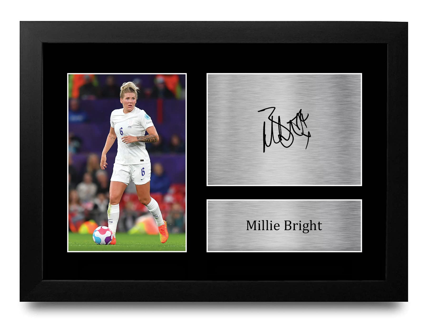 HWC Trading FR A4 Millie Bright Womens England Gifts Printed Signed Autograph Picture for Football Fans and Supporters - A4 Framed