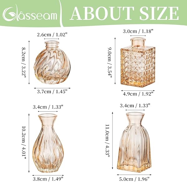 GLASSEAM GLASS SMALL VASES FOR CENTERPIECES: CUTE BUD VASES IN BULK 28 VINTAGE RUSTIC MINI VASES FOR FLOWERS CHAMPAGNE PINK CENTERPIECE VASE FOR TABLE DECOR WEDDING PARTY DECORATIONS