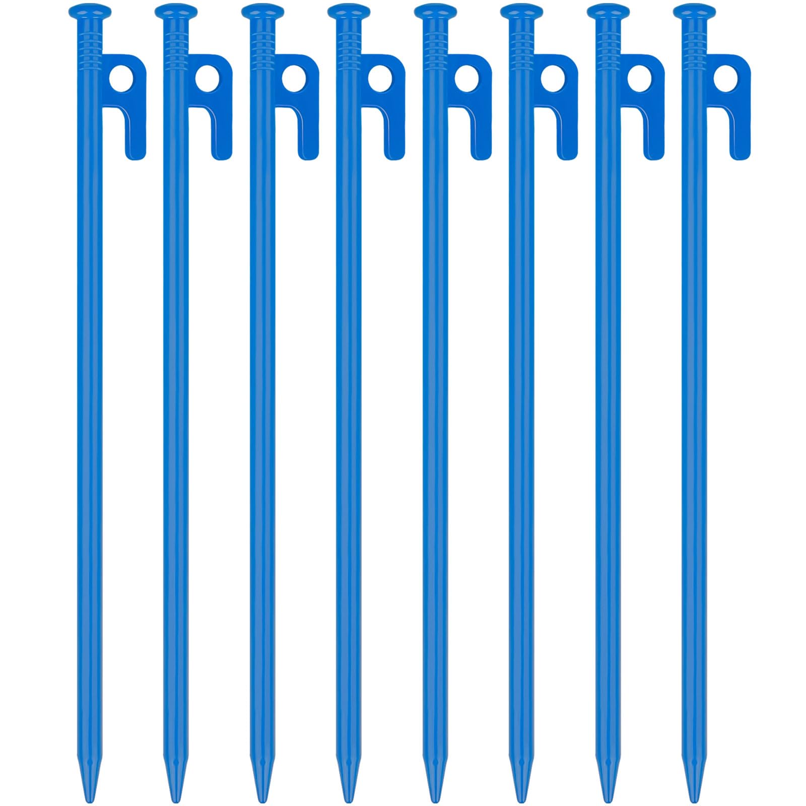 Photo 1 of 8 Pack Tent Stakes Heavy Duty 12 inch Steel Tent Pegs for Camping Unbreakable and Inflexible-Blue