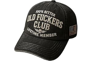 Old Fuckers Club-Vintage Baseball Cap, 100% Bitter Lifetime Member Handmade Embroidery, Funny Old F*ckers Club Retro Adjustab