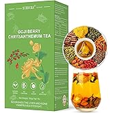 Goji Berry Chrysanthemum Tea for Liver Health, Dandelion Wolfberry Tea Bags, 8 Excellent Raw Material Formulas, Liver Cleanse & Detox Herbal Tea Bags, Vegan, Sugar-Free & Caffeine-Free (1BOX (15Bag))