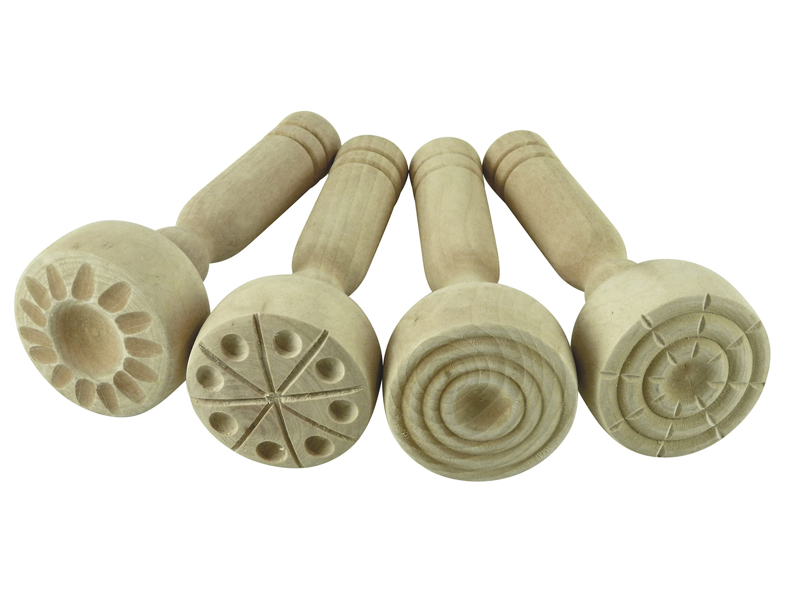 Modelling tools | Wooden clay & modelling dough stampers | Pack of 4 designs