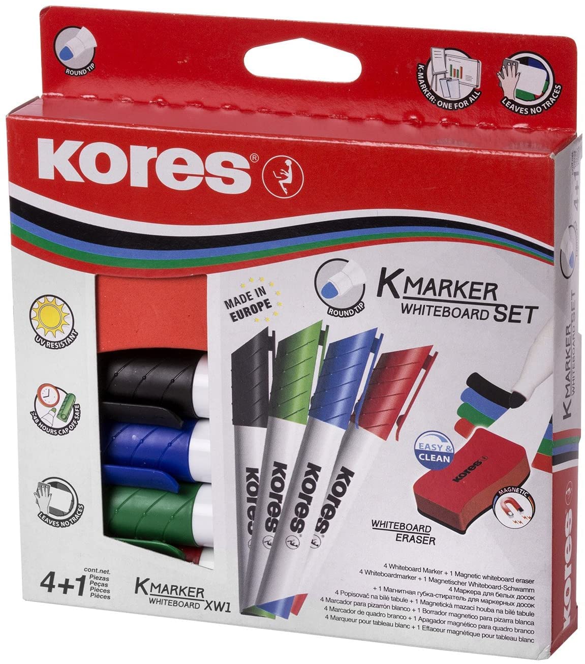 Kores Magnetic White Board Sponge 110 x 55 x 20 mm (Marker Whiteboard Set)