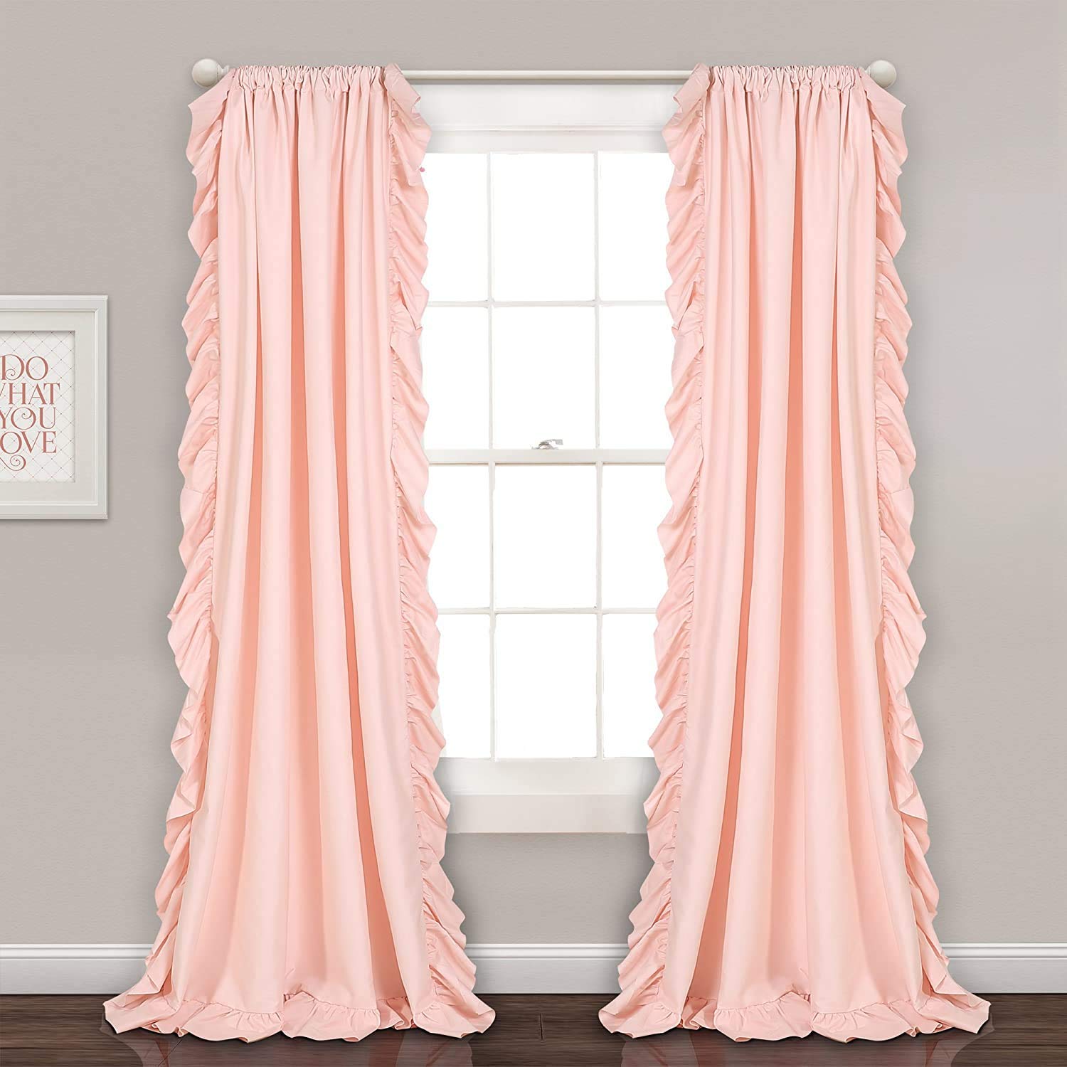 Lush Decor Reyna Ruffle Window Curtain Set for Living Room Dining Room Bedroom 54" W x 84" L, Blush Pink โ image 1