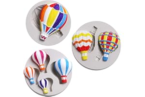 Fewo 3Pcs/Set Hot Air Balloon Fondant Molds Silicone Chocolate Candy Mold for Party Baby Shower Cake Decorating Polymer Clay Fimo Plaster Porcelain Wax Melts Mini Soap Resin Mould