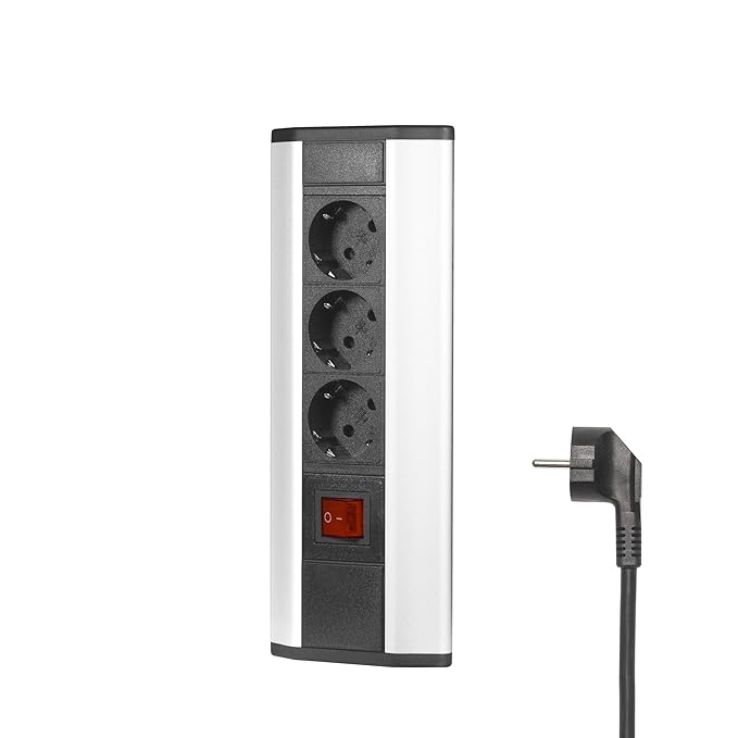 title=Elbe Multipresa da Scrivania con 3 Prese Tedesche e interruttore, Presa
