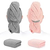 BEoffer 2 Pack Microfiber Hair Towel XL 41" x 24" Fast Dry, Soft, Absorbent | Without Frizz Hair Towel Wrap for Women Long, Thick, Curly Hair - Hair Turbans with Elastic Strap