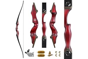 Archery Hunting Longbow for Adult 60'' Right Handed Takedown Longbow for Outdoor Training Red Long Bow for Shooting Practice
