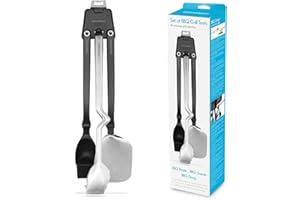 Dreamfarm Set of BBQ Grill Tools Premium & Durable Barbecue Set with BBQ Brizzle, BBQ Clongs, BBQ Chopula, & Magnetic Utensil Holder - Stainless Steel