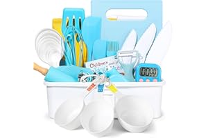 37PCS Kids Cooking Sets Real, Kids Cooking and Baking Gift Set with Storage Case Timer Kid Safe Knives Cutting Board, Toddler