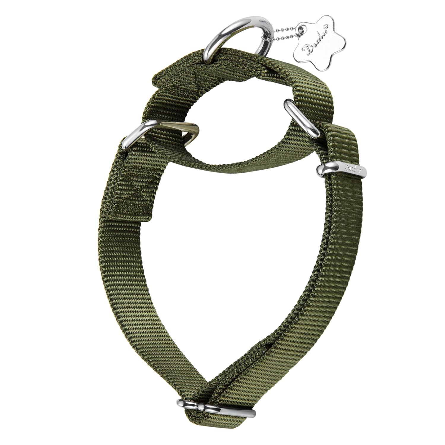 Dazzber Martingale Dog Collars - Heavy Duty Nylon Anti - Escape Pet Collar for Medium and Large Dogs - Walking Training Daily Use. (Medium, Military Green)