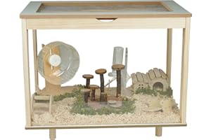 GLXPJU Large Hamster Cages for Hamster's House Making, Small Animal Cage for Rabbits, Guinea Pigs, Chinchillas with Openable Top and 4 Transparent Acrylic Sheets, Wooden Frame