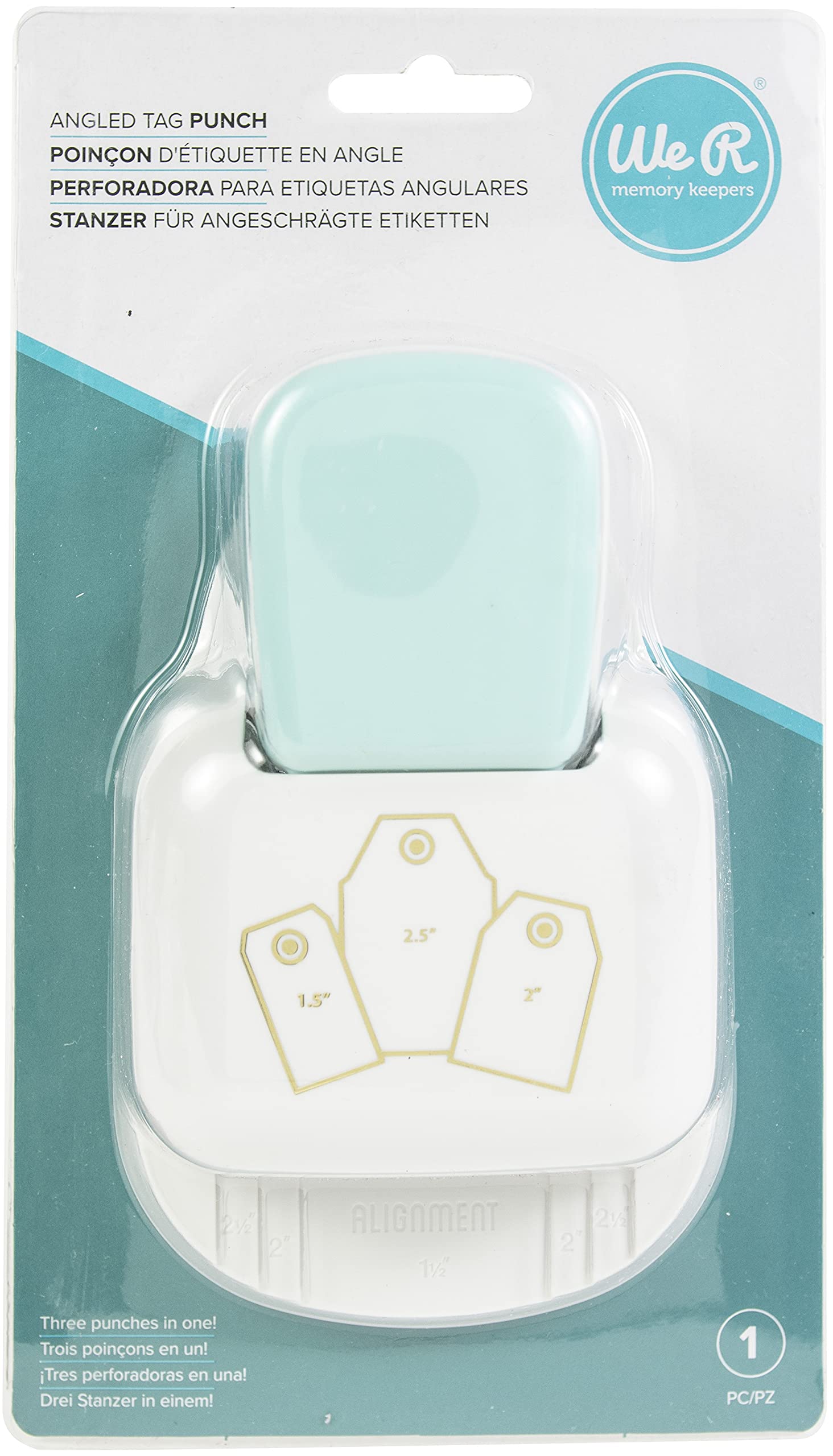 We R Memory Keepers 60000038 3-in-1 Angled Tag 3-in-1 Punch We R Angled Label, Metal, Plastic, White/Opulent Garden โ image 1