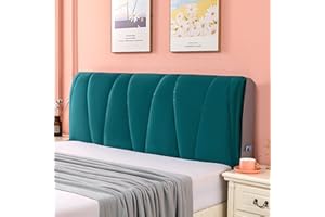 ABANO Velvet Bed Headboard Slipcover with Side Storage Pocket for Queen Full Twin Cal King Size Bed,Quilted Bed Headboard Cover Thicken Headboard Dustproof Protector Cover-Dark Green||Bed Head 150cm