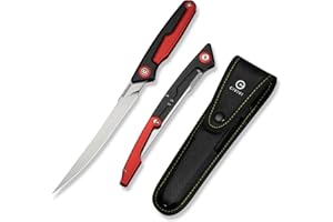 CIVIVI Shawka Folding Fillet Knife, Fish Fillet Knife 5.81" 14C28N Blade, Foldable Aluminum Handle with Handle Lock for Outdoor Fishing, Includes Nylon Sheath C22029B-1