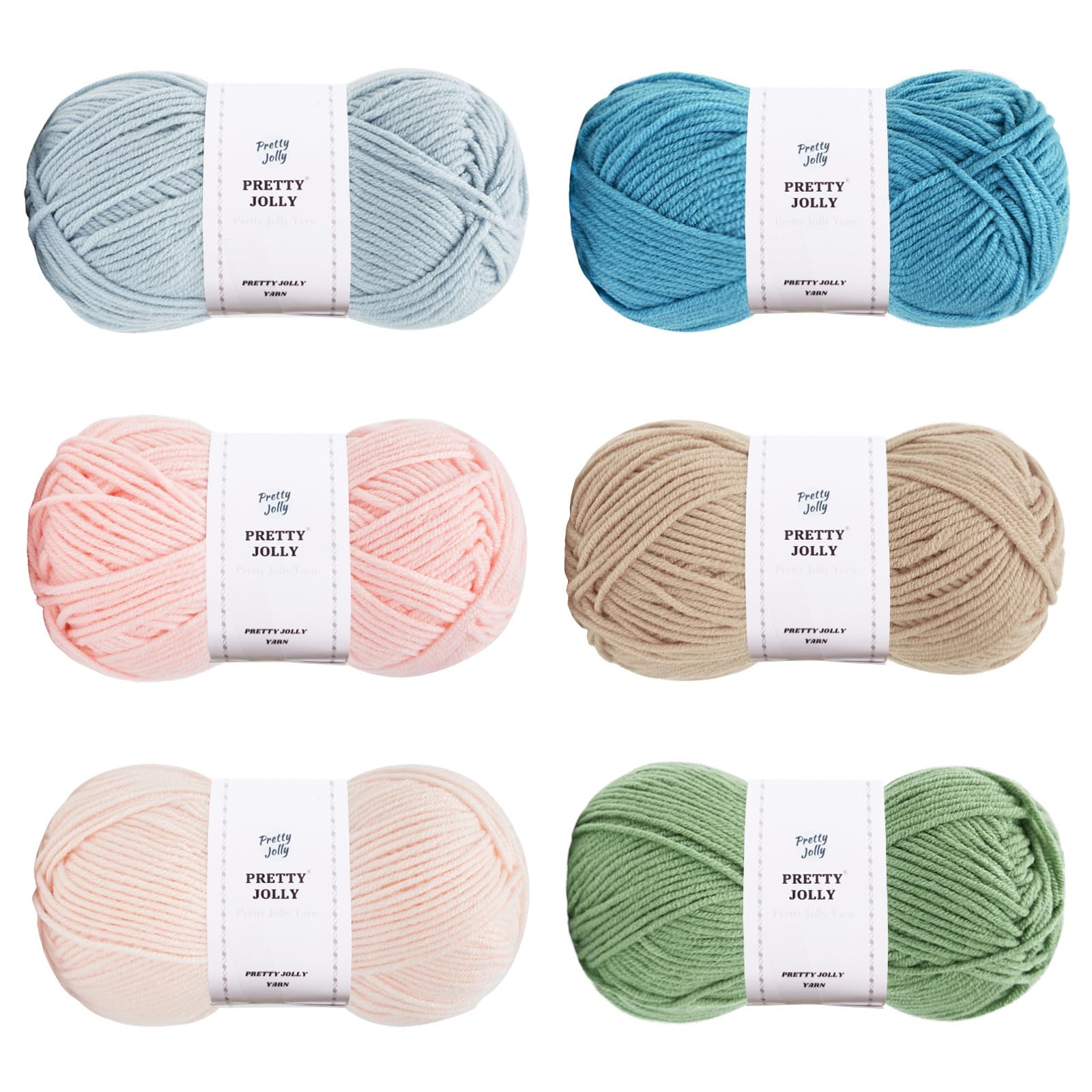 Pretty Jolly 300g Soft Assorted Colors Yarn - Sport Weight,100% Acrylic, 4 Ply, Bonbons Yarn for Crochet & Knit, DIY Project Starter Kit for Kids or Adults(Total 795m) (Department 12)