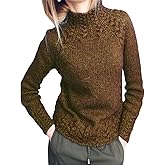 LIZALIG Womens Cable Knit Sweater Casual Crochet Turtle Neck Long Sleeve Sweaters Oversized Solid Color Pullovers Tops