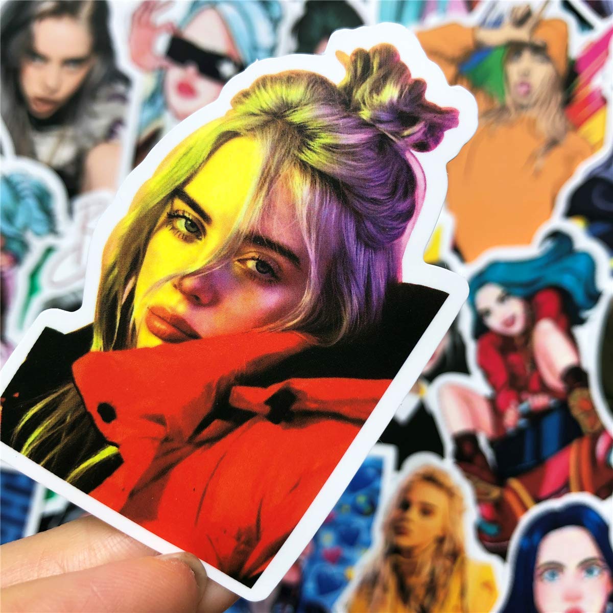 50 pcs Singer Billie Eilish Theme Stickers-Cute Funny Waterproof Vinyl Stickers for Laptops, Hydro Flasks,Water Bottles,Computers,Phone,Skateboard