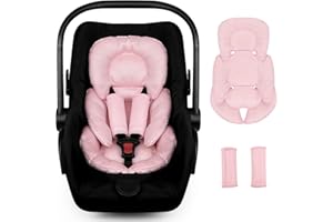 Infant Car Seat Insert for Newborn Girls Boys, Summer Mesh Baby Carseat Head Support with Strap Pads, Soft Reversible Baby Ca
