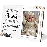 KLYTINK Aunt Gifts Wooden Photo Frames, Funny Pregnancy Announcement Picture Frames, Only The Best Aunts Get Promoted To Great Aunt, Aunt Gifts For Birthday Christmas (White-Great Aunt)