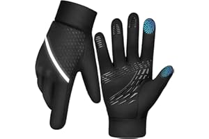 OOPOR Winter Thermal Gloves Men Women - Touch Screen Anti Slip Warm Lining Sports Glove in Cold Weather for Outdoor Ski Driving Cycling Running Bike Black