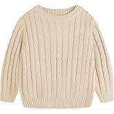 Haloumoning Boys Crewneck Cable Knit Sweaters Kids Long Sleeve Chunky Pullover Tops 4-14 Years