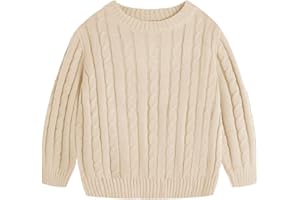 Haloumoning Boys Crewneck Cable Knit Sweaters Kids Long Sleeve Chunky Pullover Tops 4-14 Years
