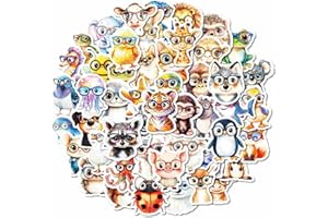 CAQZL 50 PCS Animal Glasses Stickers Pack,Doodle Sticker,Cartoon Sticker, Cute Sticker,Waterproof Vinyl Decals, for Phone Cas