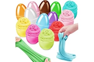 AUROTOPS 12 PCS Prefilled Easter Eggs with Butter Slimes, Easter Basket Stuffers Stress Relief Non-Sticky Putty Slime for Hunt Easter Goodie Bag Fillers Classroom Prize and Party Favors Kids Boys Girls
