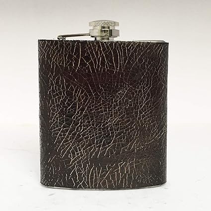 VINAY AND VIJAY Antique Crackle Leather Liquor Flask for Men Alcohol Flask Birthday Gift Items for Men