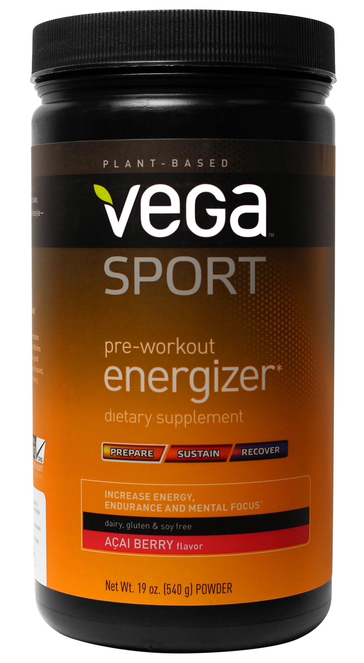 Vega Sport PreWorkout Energizer Acai Berry (19oz, 30 Servings) Vegan