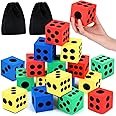 Meooeck 18 Pcs 2.48 Inch EVA Foam Dice Colorful Jumbo Dice for Party Large Colored Dice with Storage Bag for Building Educational Toys School Supplies Fun Gift