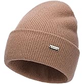 jaxmonoy 100% Merino Wool Knit Winter Beanie Hats for Women Men Soft Warm Double Layer Slouchy Knitted Beanie Skull Cap