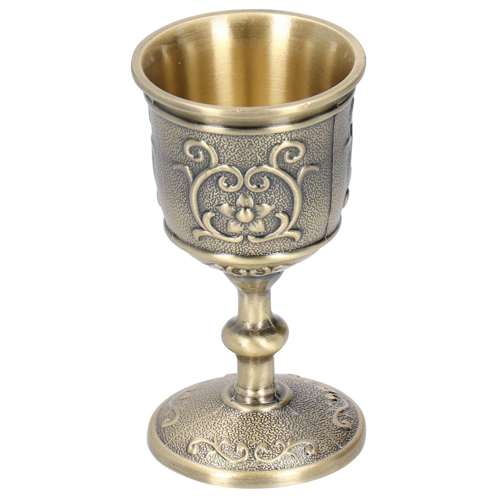 Jeanoko Chalice Goblet Communion Cup Vintage Chalice Goblet 1pc Royal Wine Cups of King Arthur , Bronze Metal for Party Wedding(Small)