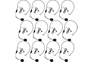 Copkim 12 Pcs Halloween Headset Microphone Black Headpiece Mic Microphone Prop with Flexible Wired Boom for Voice Amplifier S